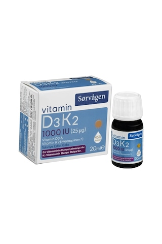 Vitamin D3K2 Damla 20 Ml 1000 Iu