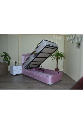 Baza Yatak Başlık Tay Tüyü Pembe Model Silinir Kapitone başlık Metal Fırın Boya Pamuk kumaş pedli yatak 100*200cm El Yapım