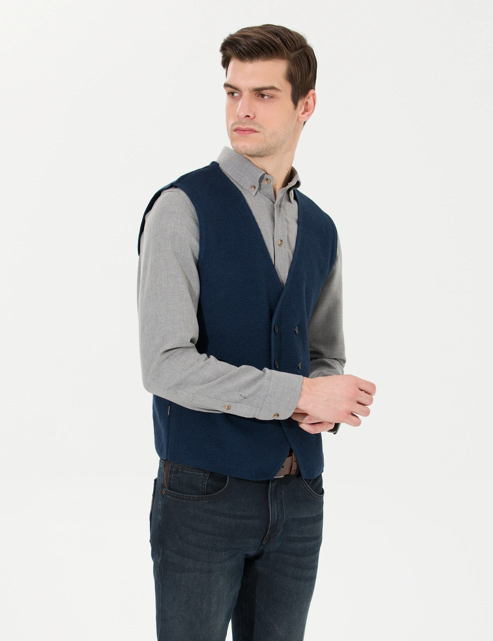 Pierre Cardin Erkek Lacivert Melanj Yelek Triko 50263176-vr120 Lacivert Melanj