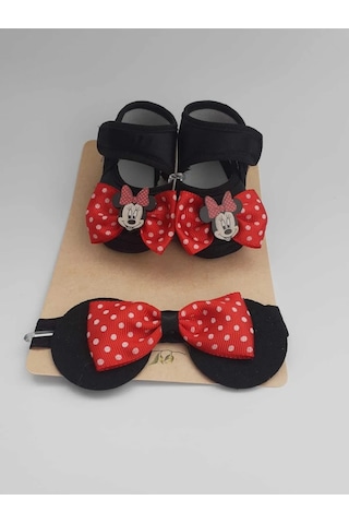 Minnie Mouse Bebek Patik Ve Bandana Seti Siyah