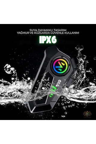 Y10 Kask Kulaklık Interkom Rgb Işıklı Motosiklet İnterkomu