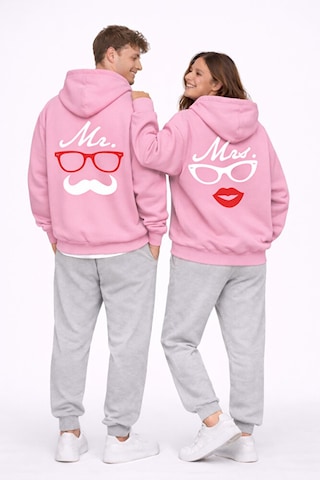 Nevermind Sevgili Kombini Komik Surat Baskılı Siyah Oversize Hoodie Seti Ka Pembe
