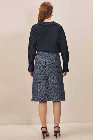 Asimetrik Yaka Lacivert Poplin Gömlek Lacivert