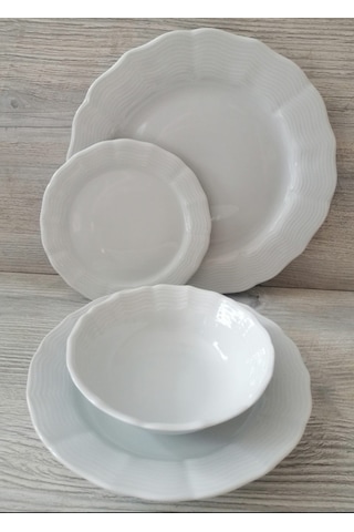 Porland Porselen Wavy 24 Parça 6 Kişilik Yemek Takımı