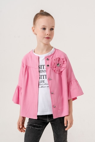 Kız Çocuk Çiçek Gömlekli İkili Kız Takım 3127 Pembe