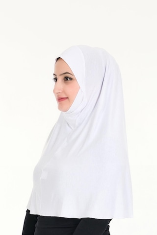 Peçeli Hazır Türban Pratik Şal Hijab Namaz Örtüsü Beyaz