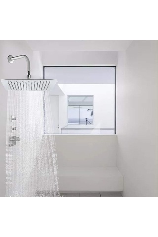 Lemestar 8 İnç İnce Kare Desenli Paslanmaz Çelik Duş Başlığı - Yüksek Basınçlı, Kendini Temizleyen, Korozyona Dayanıklı Bağlantı Çubuğu Yok Diğer