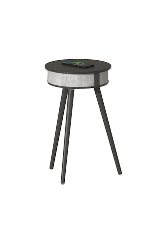 Doppler Barista Ayaklı Sehpa Hoparlör, Bluetooth Kit Ve Kablosuz Şarj Özellikli Siyah - Ahşap