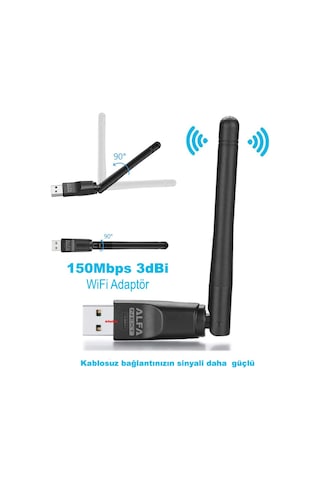 Alfa W114 150mbps 2.4ghz 3dbi Usb Antenli Kablosuz Adaptör