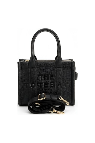 Satuna Kadın Deri Görünümlü Mini Tote Çanta - The Tote Bag Stili Siyah
