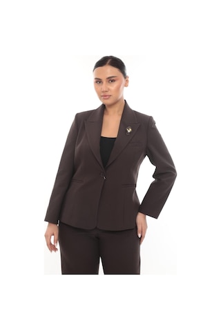 Prenses Kadın Şık Blazer Ceket Pantolon Takım Zarif Günlük Ofis Model Kahverengi