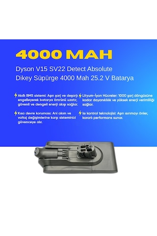 Dyson V15 Sv22 Detect Absolute 4000mah Pil Dikey Süpürge Batarya