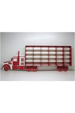 Belinayçocukdünyası Ahşap Tır Model Oyuncak Araba Rafı 30-Kırmızı