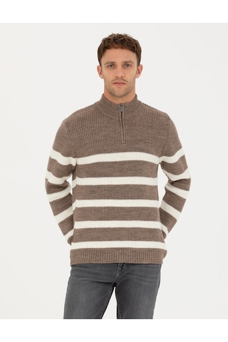 Pierre Cardin Erkek Vizon Melanj Triko Kazak 50278101-vr174 Vizon Melanj