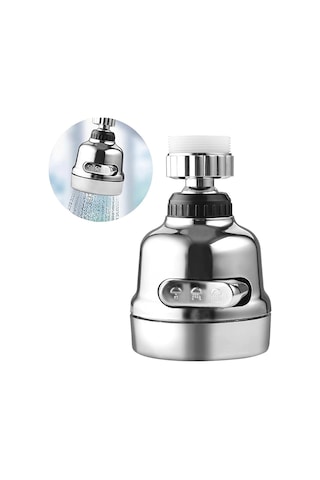 Filtreli Krom 3 Fonksiyonlu Oynar Musluk Başlığı - 360 Derece Dönebilen Krom