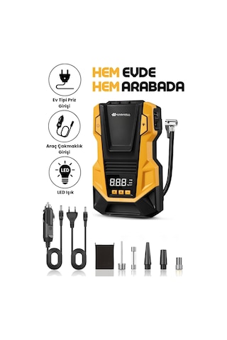 3666 Çantalı Priz Ve Çakmaklık Uyumlu 120w Araç Kompresörü