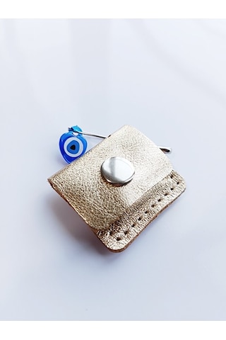 Mini Bebek Cevşen Dualı Kolye Muska Hakiki Deri El Yapımı Dörtgen Altın