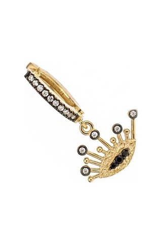 Göz Gümüş Küpe 925 Ayar, Altın Kaplama, Zirkon Taşlı Altın