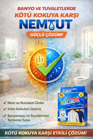Banyolara Ve Tuvaletlere Özel Nem Rutubet Giderici Korozyon Koku Önleyici 1 Kutu 2 Paket 1 Kg