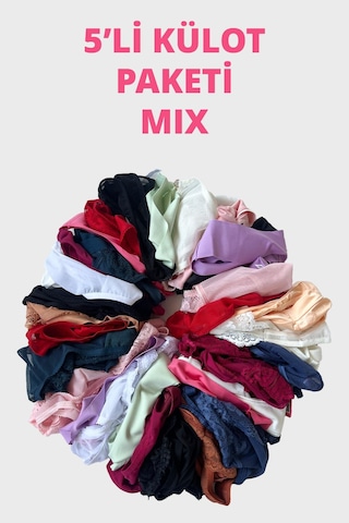 Cottonill Kadın Bikini Külot Brezilya Külot Tanga Külot Karma Paket 5'li Çok Renkli