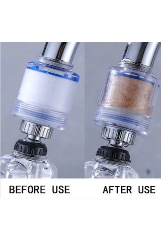 3 Fonksiyonlu Filtreli 360 Derece Döner Musluk Başlığı Şeffaf