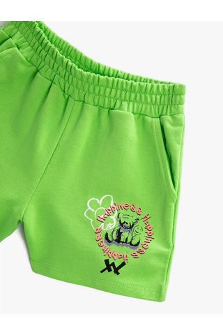 Koton Beli Lastikli Şort Cepli Baskılı Pamuklu Yeşil 2skg40235ak Yeşil