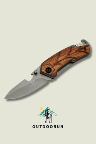 Buck Kahverengi Kancalı Mini Cep Kamp Çakısı 15 Cm Kahverengi