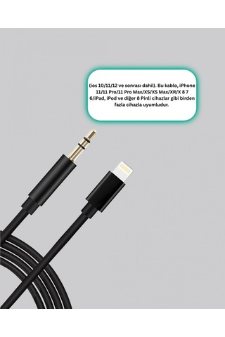 Apple Uyumlu iPhone Lightning 3.5mm Aux Çevirici Kablo Jh-023 Stereo Ses Aktarıcı,