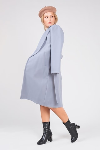 Giyim Dünyası Kadın Astarsız Kuşaklı Kaşe Kaban İndigo 001