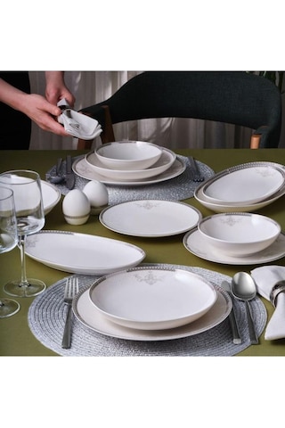 Güral Porselen Camelia 54 Parça 12 Kişilik Yemek Takımı - 65781 Bej