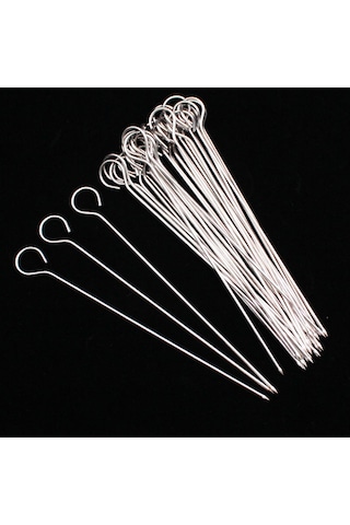 Paslanmaz Çelik Kaz Kuyruğu İğnesi 20 Cm 20 Adet Kalın Kızarmış Ördek İğnesi Kancalı Barbekü Aksesuarları Barbekü Şiş Kısa Asılı Tava Küçük Demir Sıcak