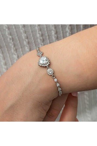 Blackcraft 925 Ayar Gümüş Kalpli Su Yolu Kadın Bileklik Bc-052bc2 Renkli