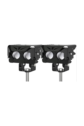 2 Adet Mini Led Spot Sis Farı Beyaz + Amber Çift Renk Lensli Ip68 Su Geçirmez Motosiklet Farı