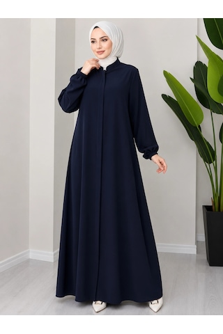 Nevayla Moda Büyük Beden Medine İpeği Ferace - Lacivert / F0149
