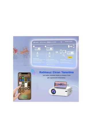 Projeksiyon Cihazı P62 Full Hd Destekli Wifi & İos & Android Cep Tel Yansıtma Mini