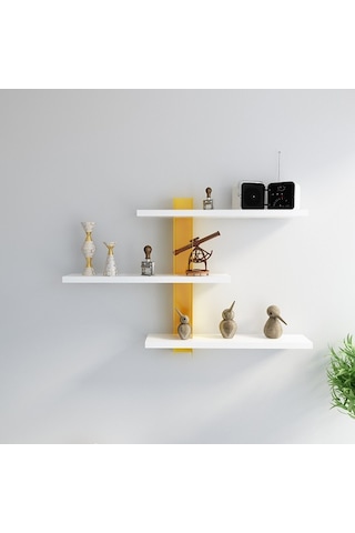 Duvar Rafı Mita Beyaz Sarı