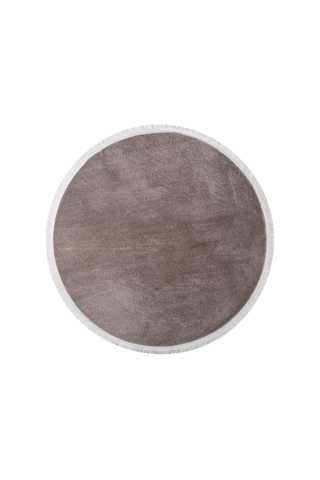 Vl Oval Comfort Ponpon Saçaklı Peluş Post Yolluk Kahverengi Kahverengi Düz Saçak Daire