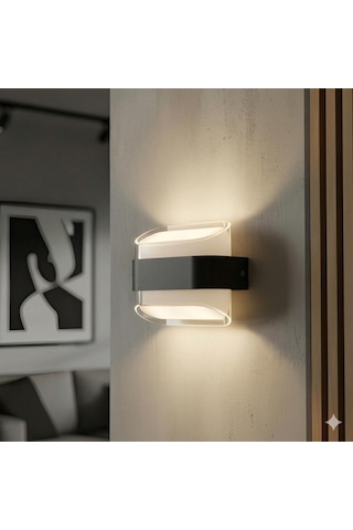 Dekoratif Aydınlatma 12w Led Aplik Cata Gozo Dış Ve İç Mekan Duvar Apliği - 3200k Günışığı, Ip44, Şeffaf Pl Çok Renkli