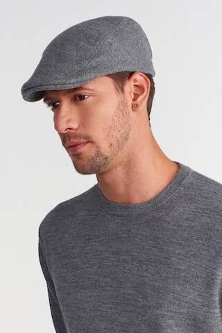 Külah Erkek Yün Flat Cap Kasket Peaky Blinders Şapka - Gri
