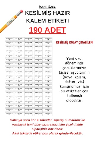 Isimli Okul Etiketi Defter Kitap Kalem Etiketi 190 Adet Isimli Okul Etiketi Defter Kitap Kalem Etiketi 190 Adet