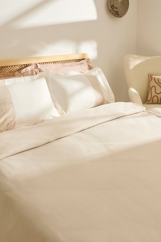 Kaşmir Home Frig %100 Pamuk Çift Kişilik Pike Takımı Bej Bej