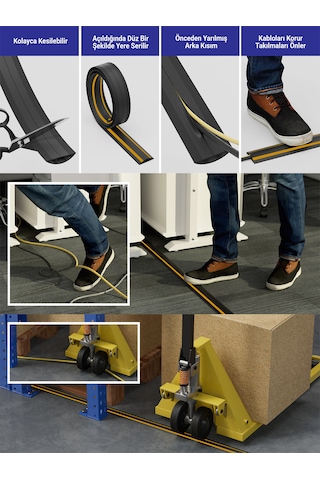 Greentech Esnek Kablo Kanalı Şeritli Siyah / Gt-kk08