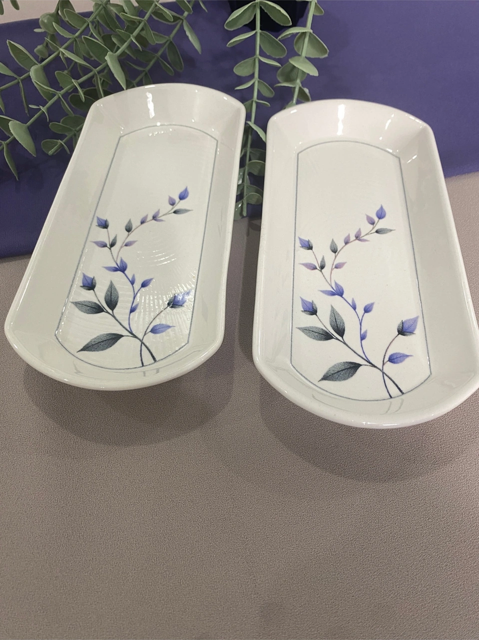 Mor Menekşe 2 Adet Oval Kahvaltı Sunum Tabağı Mor