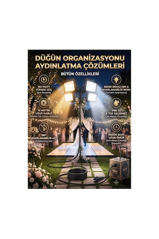 10 Metre Kablolu 150 Watt Seyyar Led Projektör Aydınlatma. Seyyar Aydınlatma Su Geçirmez Dış Mekan Ip66,beyaz Çok Güçlü Işık