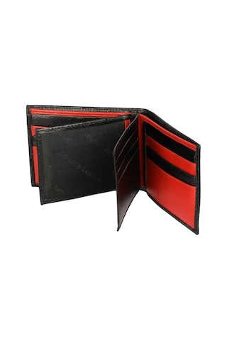 Bay Pablo V80 Siyah-Kırmızı Hakiki Deri Erkek Cüzdan Kırmızı