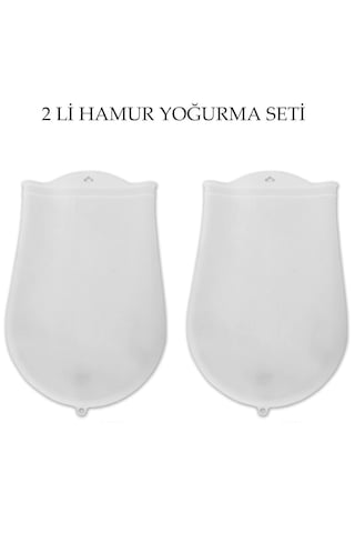 Lunaev Hamur Torbası 2 Li Set Orta Ve Büyük Hamur Silikon Şeffaf Yoğurma Torbası Ekmek Makarna Mantı Açık Bej