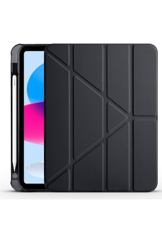 Apple Uyumlu iPad 11.nesil 11 İnç 2025 A16 Üçgen Katlanabilir Kalemlikli Yatay Dikey Standlı Akıllı Kılıf Kapaklı Kılıf