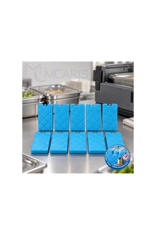 10'lu Kilitli Buz Aküsü Seti - Dondurucu Buz Kasedi Ice Box Soğutucu Blok Mavi Beyaz