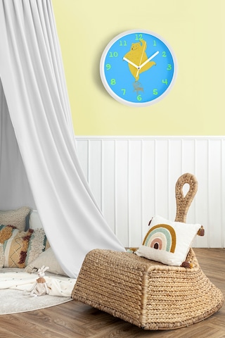 Sevimli Ayı Çocuk Odası Duvar Saati - 35cm - Önü Camlı Beyaz Kasa - Sessiz Mekanizma-jh1074 Beyaz