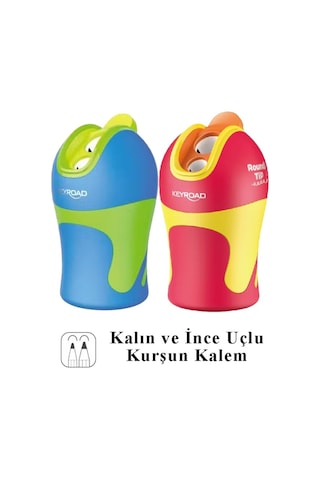Kalemtraş 2 Li 2 Adet Hazneli Jumbo Ve Standart Kalem Açacağı Plastik Kalemtıraş 2 Renk Keyroad